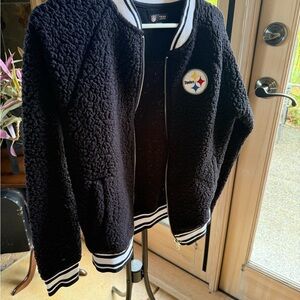 Black Sherpa Jacket with Logo Patch